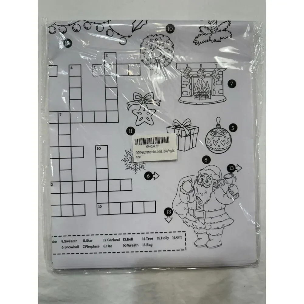 Giant Christmas Coloring Page 30”x72” Table Cloth Keep Them Busy